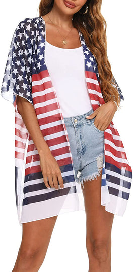  Women's Flowy Summer Chiffon Kimono Cardigans Tops Boho Floral Beach Cover Ups Casual Loose Shirts