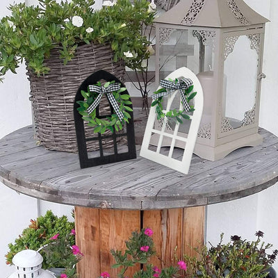  2Pcs Wooden Farmhouse Window Tiered Tray Decoration