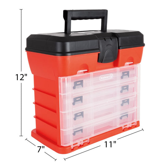  Portable Tool Storage Box - Small Parts Organizer with 4 Trays