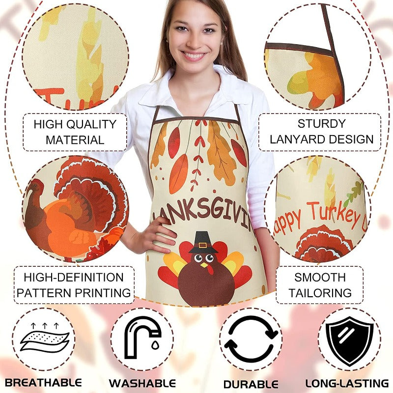 3 Piece Fabric Thanksgiving Turkey Cooking Chef Aprons