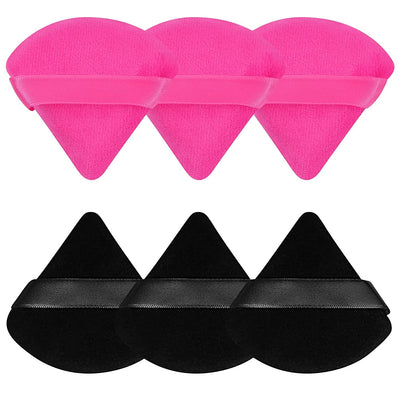 6 Pieces Powder Puff Face Soft Triangle Makeup Puff for Loose Powder Body Powder, Wedge Shape Velour Cosmetic Sponge for Contouring, Under Eyes and Corners, Beauty Makeup Tools