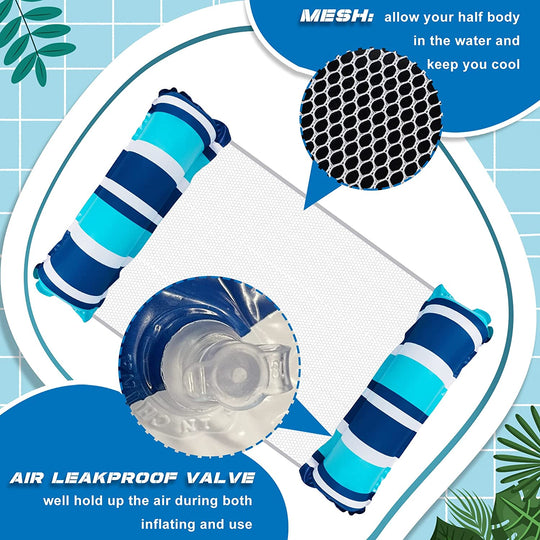 4-in-1 Water Floating Mesh Chair for Adults, Swimming Pool Drifter Saddle Lounge for Summer Events Pool Parties