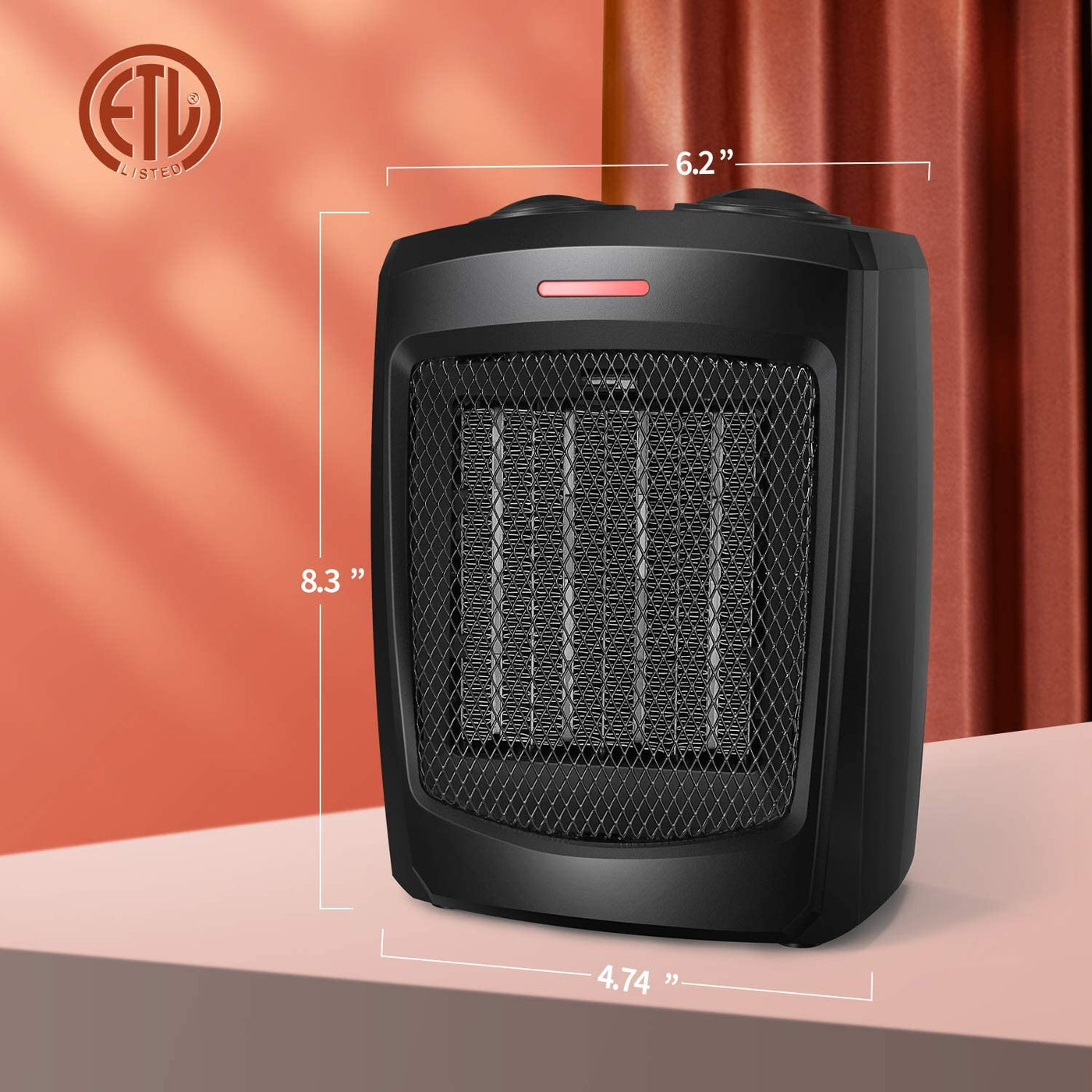 1500W Electric Space Heater - Indoor Portable with Thermostat PTC Fast Heating Ceramic