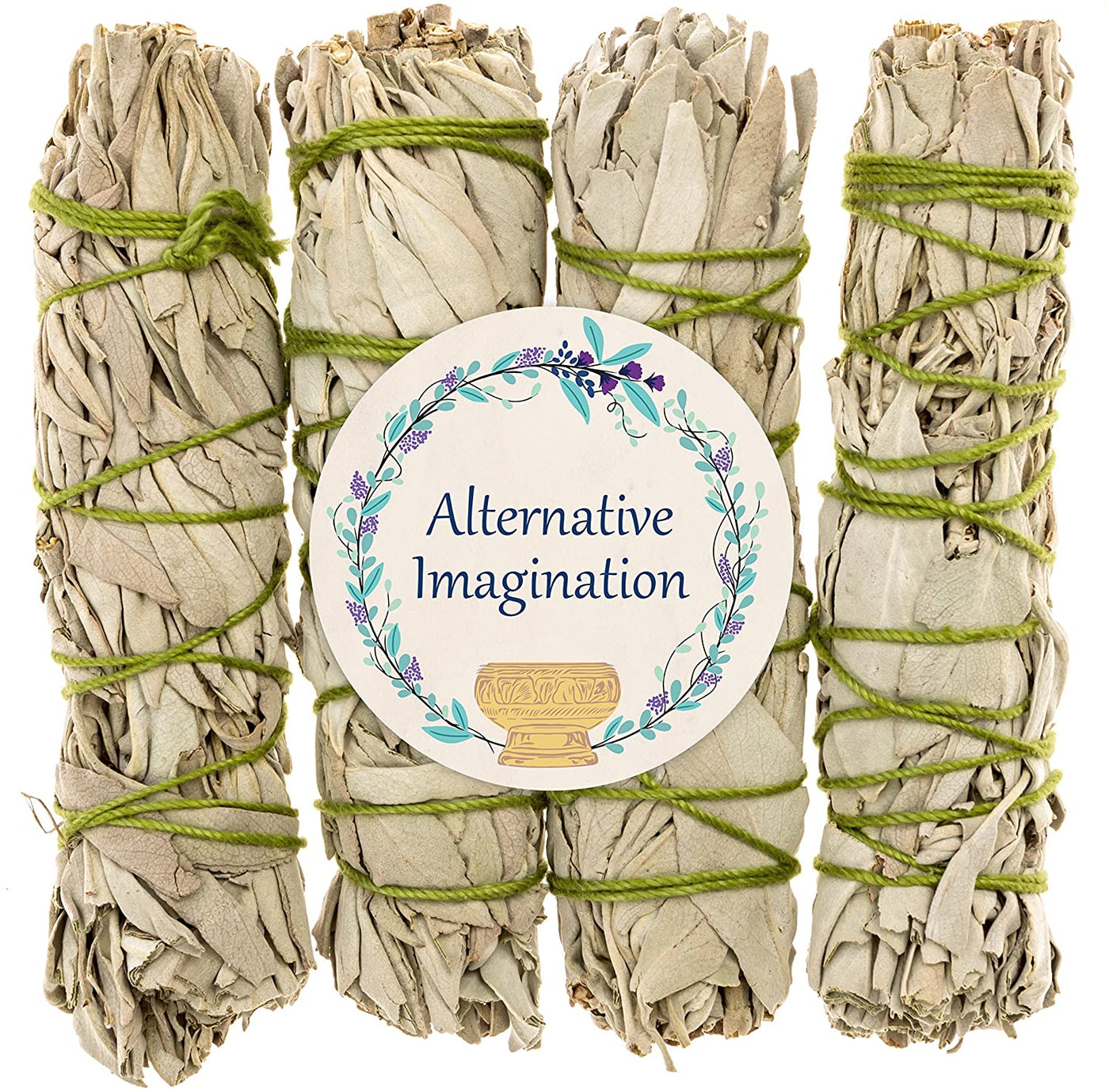 Alternative Imagination White Sage Bundles for Smudging, Natural Sage Bundle, Spiritual Cleansing, Sage Smudge Kit, Slow Burning Sage Sticks, Dried Herbs for Meditation Accessories 3 Pk of 4" Bundles