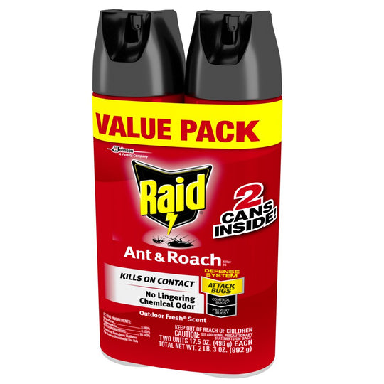 Raid Ant & Roach Killer 26, Outdoor Fresh Scent, 20 Oz, 2 Ct