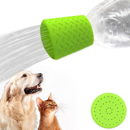  Silicone Dogs Shower Sprayer Head Attachment - Pet Shower Cap Sprinkler | Portable Outdoor Shower Heads for Camping, Hiking, Beach - Fits Most Plastic Mineral Water Bottle, 1 Pack Green