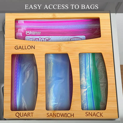 Bamboo Ziplock Bag Storage Organizer