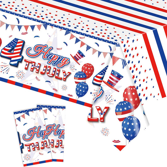  Patriotic Tablecloth, 2 Pack American Flag Tablecloths Disposable 4th of July Tablecloth, Independence Day Table Cover Fourth of July Table Cloth Patriotic Decorations Party Supplies, 54" x 108"