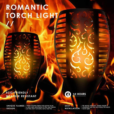 4 Pack Solar Torch Lights with Flickering Flame Outdoor, Waterproof Dancing Flickering Flame Torch Light, LED Outdoor Landscape Decoration Light for Garden Patio Pathway, Auto On/Off Dusk to Dawn