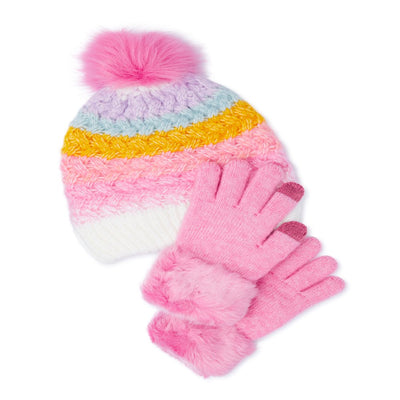 2-Piece Girls Fashion Hat and Gloves Set