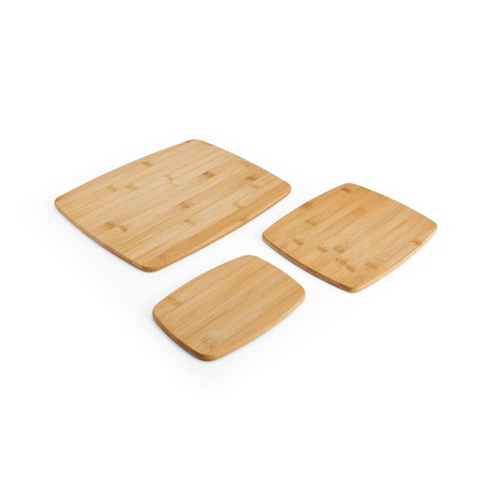  3-Piece Kitchen Cutting Board Set, Reversible Chopping Boards for Meal Prep and Serving, Charcuterie Board Set, Wood Cutting Boards, Assorted Sizes, Bamboo