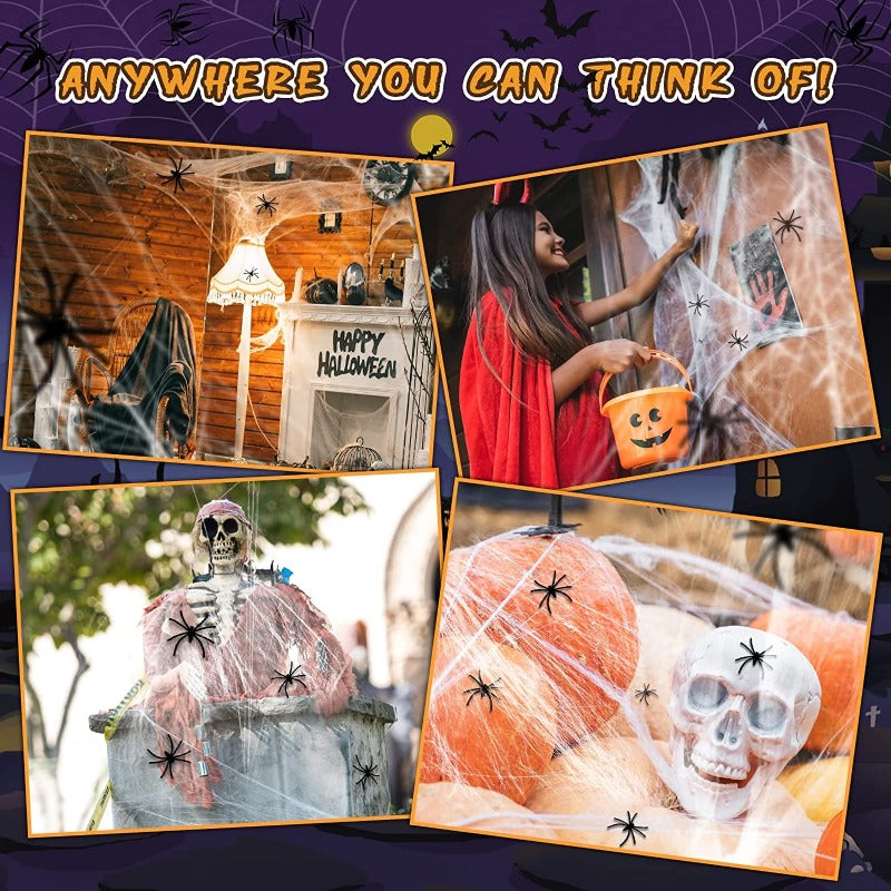 1500 sq ft Halloween Spider Webs Decorations with 80 Plastic Spiders