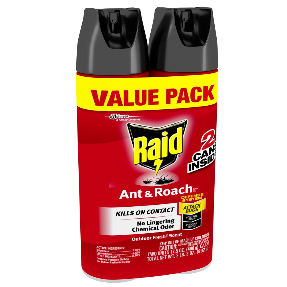 Raid Ant & Roach Killer 26, Outdoor Fresh Scent, 20 Oz, 2 Ct