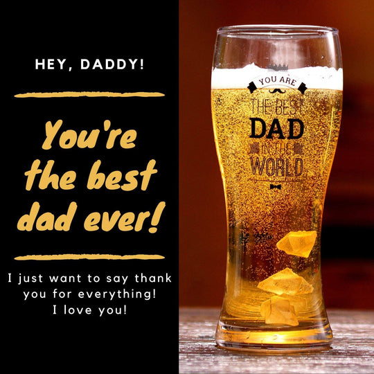 Dad  Beer Glass, Gifts for Dad on Father's Day, Birthday from Daughter, Son, 15oz Pint glass, Beer mug, You are the best dad in the world, Onebttl
