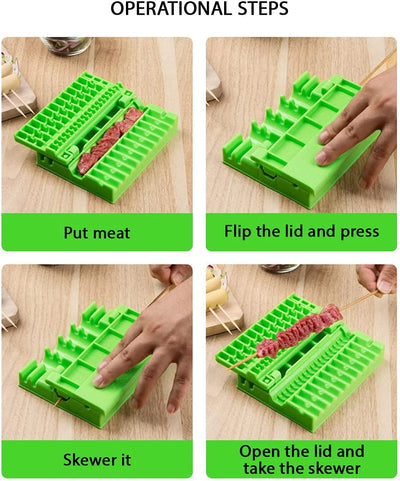  Barbecue Meat Skewer Machine BBQ Meat String Device Quick Portable Meat Skewer Box Easy Skewer Tools Kebab Maker BBQ Gadget