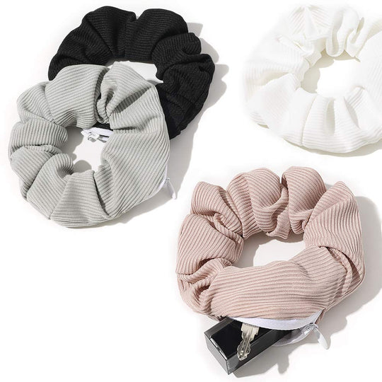 Pocket Scrunchies Hair Ties with Hidden Zipper 