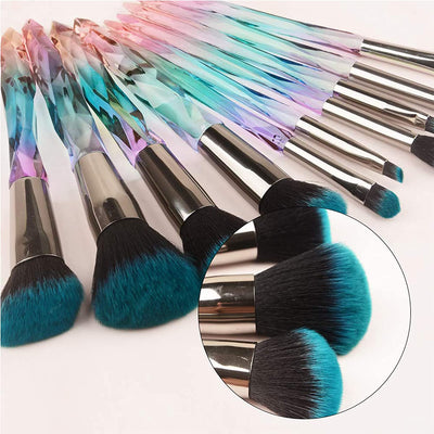 10pcs Colorful Diamond Cosmetic Kabuki Brushes 