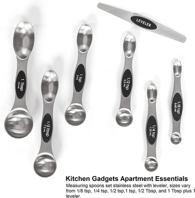 Magnetic Measuring Spoons Set Stainless Steel with Leveler