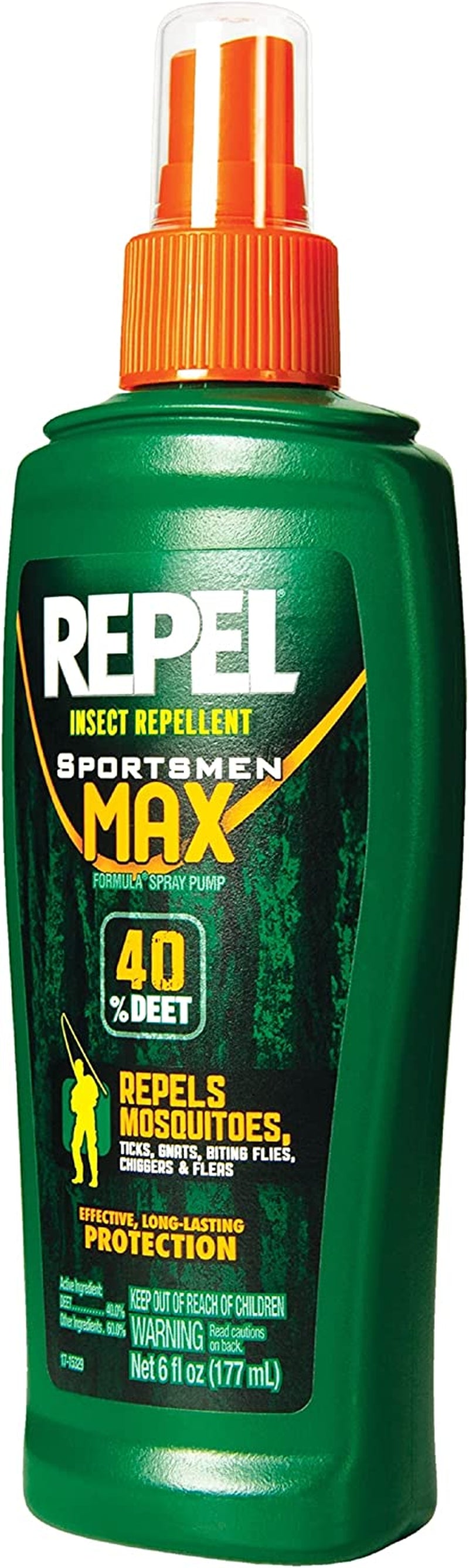 Repel Insect Repellent Sportsman Max Formula Spray Pump 40% DEET, Repels Mosquitoes, Ticks and Gnats, Effective Long-Lasting Protection, 40% DEET (Pump Spray) 6 fl Ounce