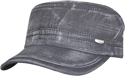 Men's Cotton Flat Top Peaked Baseball Twill Army Military Corps Hat Cap Visor