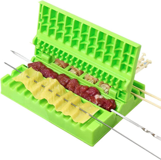  Barbecue Meat Skewer Machine Quick Portable Meat Skewer Box Easy Skewer Tools Creative Meat Kebab Maker Outdoor BBQ Gadget Kitchen Accessories