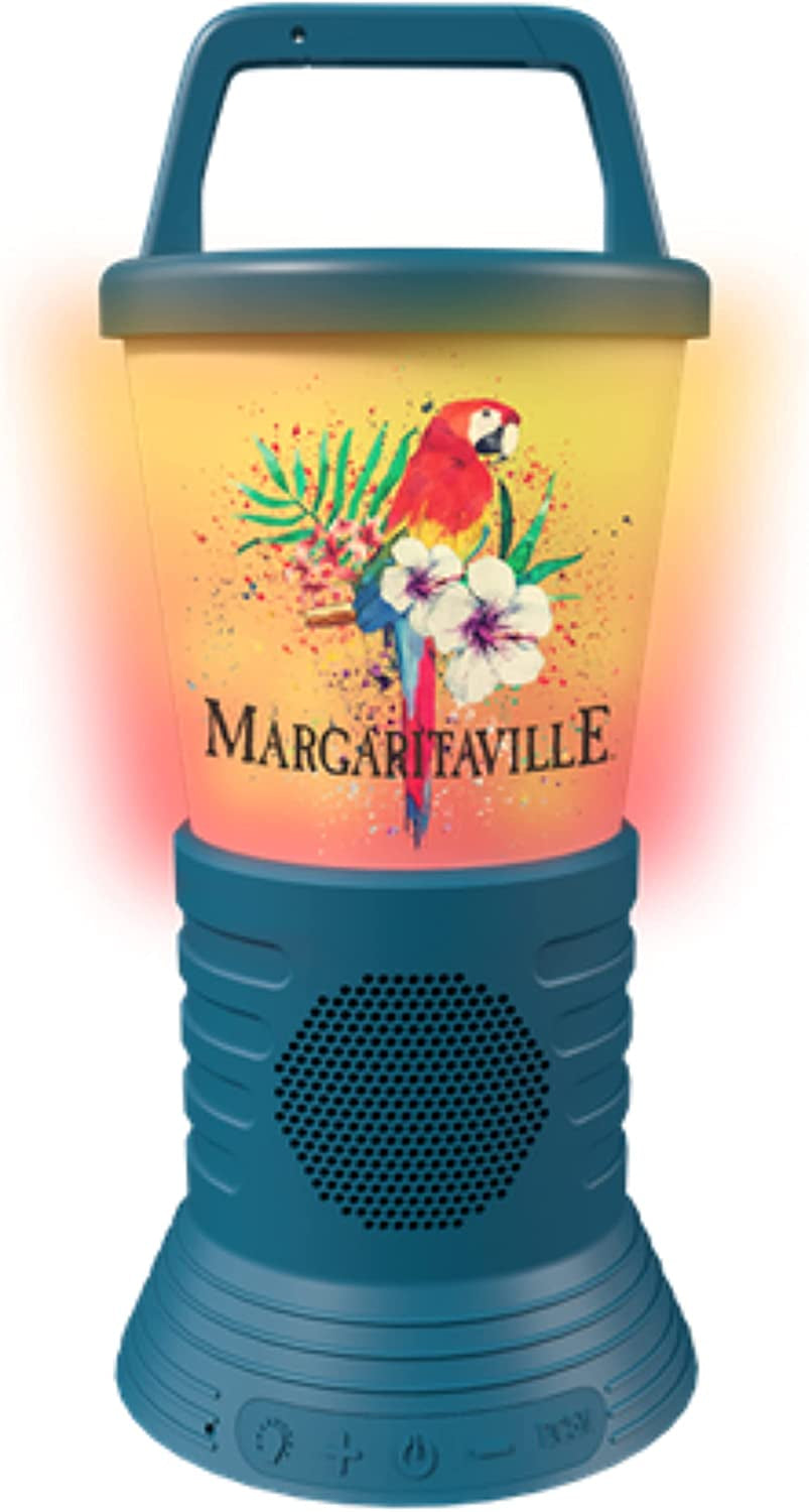 Margaritaville Light The Way Lantern Wireless Speaker with 3 Multicolored LED Light Modes, Waterproof Bluetooth Speaker, 5 Hours of Playtime, Table Lamp Outdoor Speaker with True Wireless Pairing