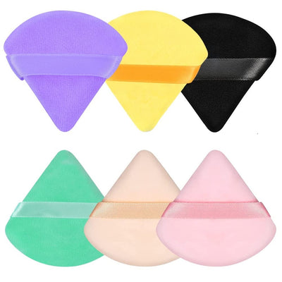 6 Pieces Powder Puff Face Soft Triangle Makeup Puff for Loose Powder Body Powder, Wedge Shape Velour Cosmetic Sponge for Contouring, Under Eyes and Corners, Beauty Makeup Tools