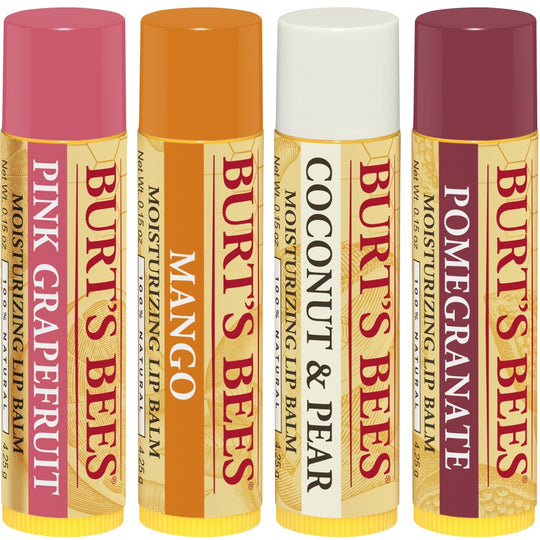 100% Natural Moisturizing Lip Balm with Beeswax, Superfruit, 4 Tubes