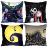 Halloween Pillows Cover the Nightmare before Christmas Set of 4 18X18In Peach Skin Square Pillow Cushion Case Halloween Fall Decor for Rustic Couch Home Decor