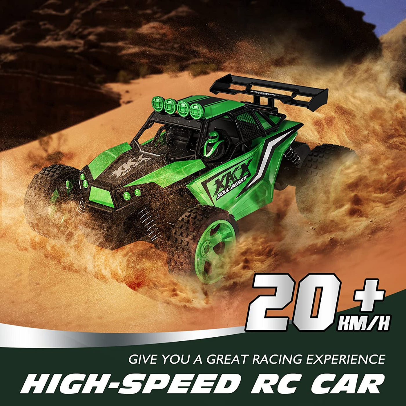   RC Car for Kids, High Speed, 2WD Offroad with Two Rechargeable Batteries for 60 Min Play