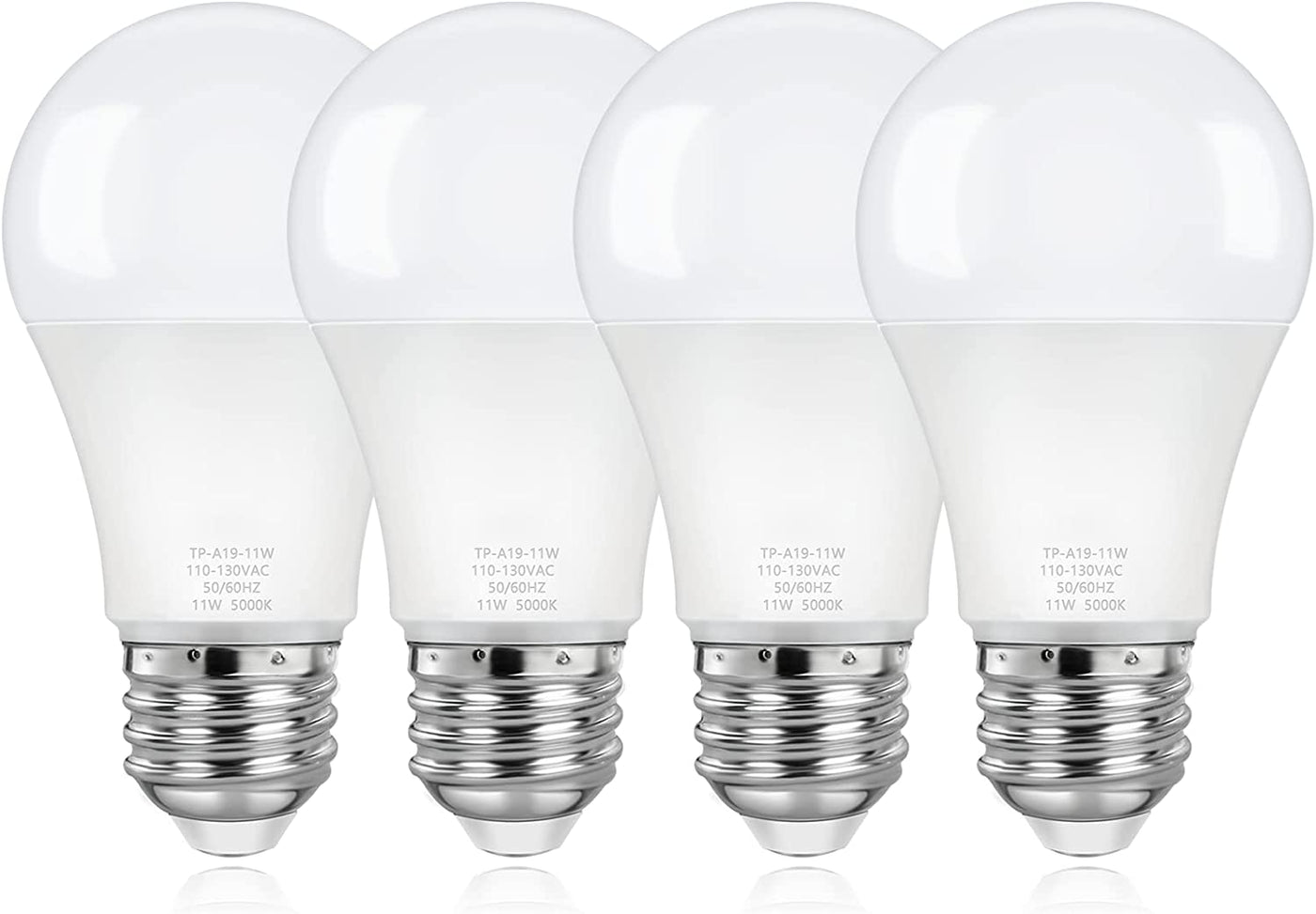 Pack of 4 - A19 LED Light Bulbs, 100 Watt Equivalent LED Bulb E26 Base, CRI 85+, 25000+ Hours Lifespan