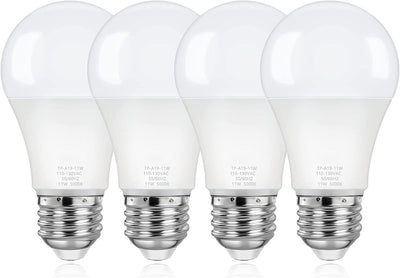 Pack of 4 - A19 LED Light Bulbs, 100 Watt Equivalent LED Bulb E26 Base, CRI 85+, 25000+ Hours Lifespan