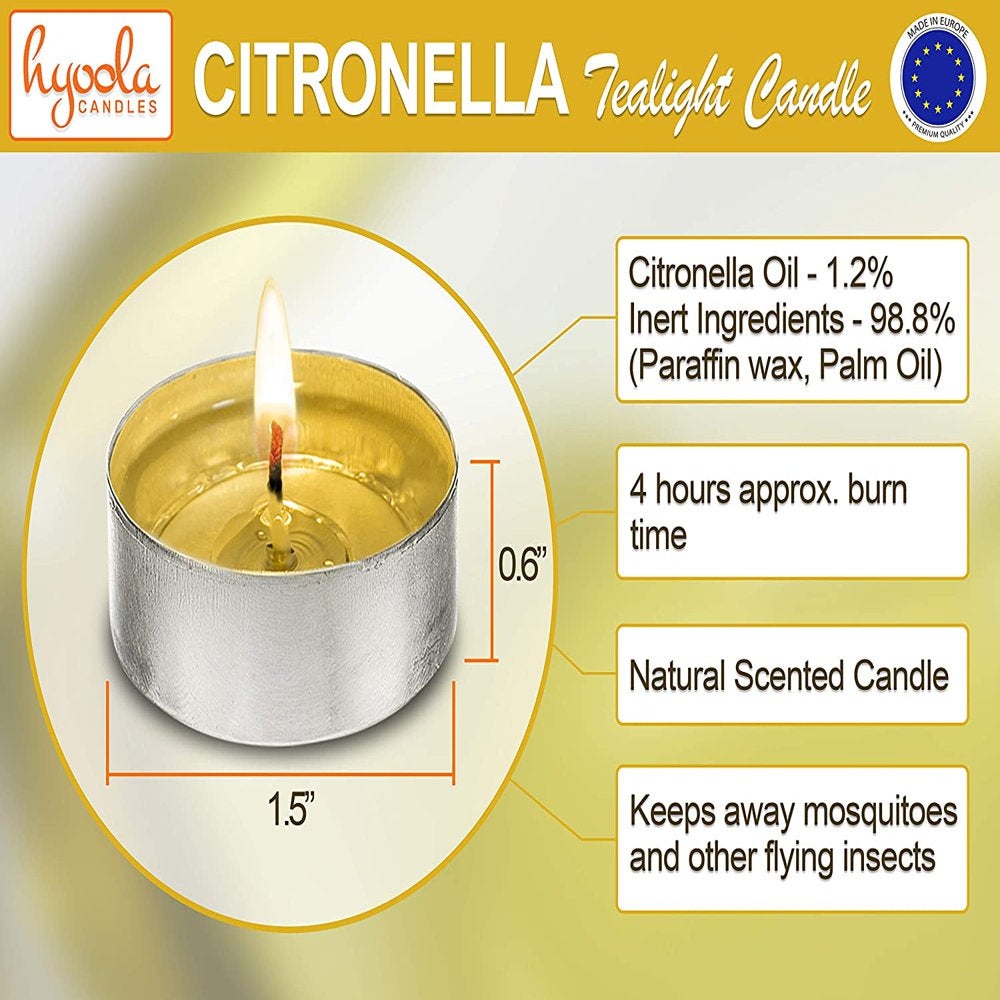 50 Pk  Indoor and Outdoor Tealight Citronella Candles 