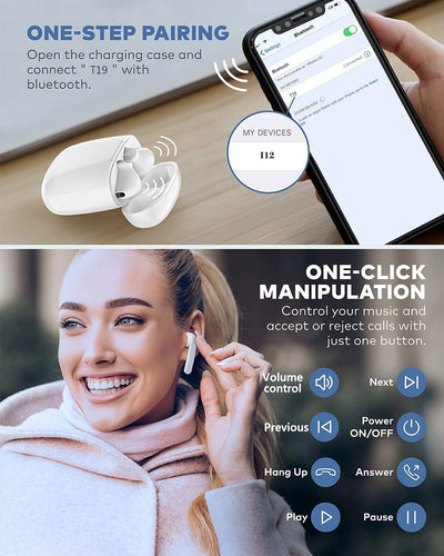5.0 Bluetooth Wireless Earbuds 5.0 - Noise Cancellation for iOS & Android