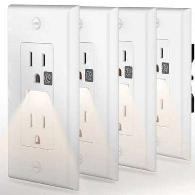4 Pack LED Night Light Wall Outlet - Easy to Install, Standard Electrical Outlets with Night Lights