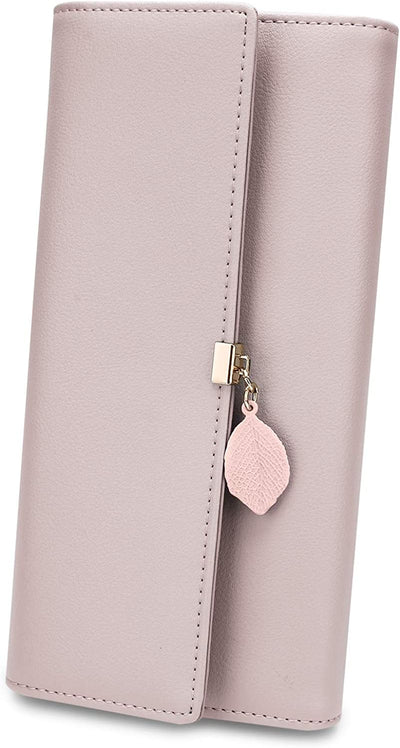  RFID Blocking Genuine Leather Leaf Pendant Purse