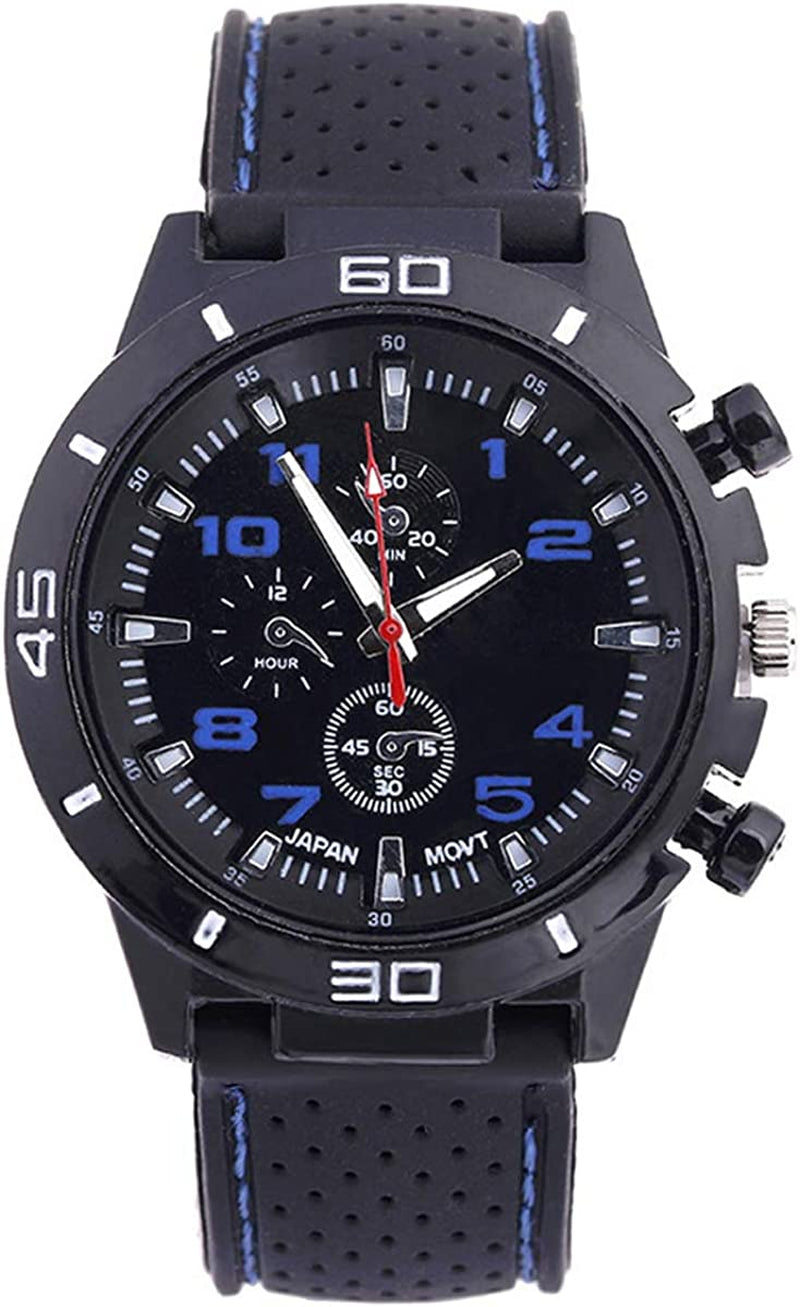 Men's GT Racer Sport Watch Military Pilot Aviator Army Style Black Silicone Mens Watch