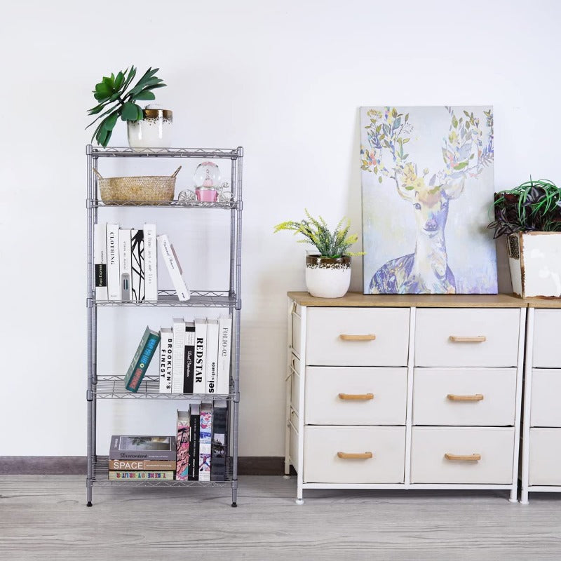 5-Shelf Wire Metal Storage Rack with Adjustable Shelves