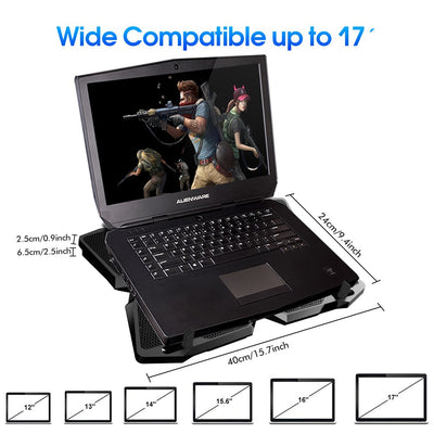 Laptop Cooling Pad  - Fits 12"-17.3" Laptops - Laptop Stand with 4 Quiet Fans, Strong Heat Dissipation