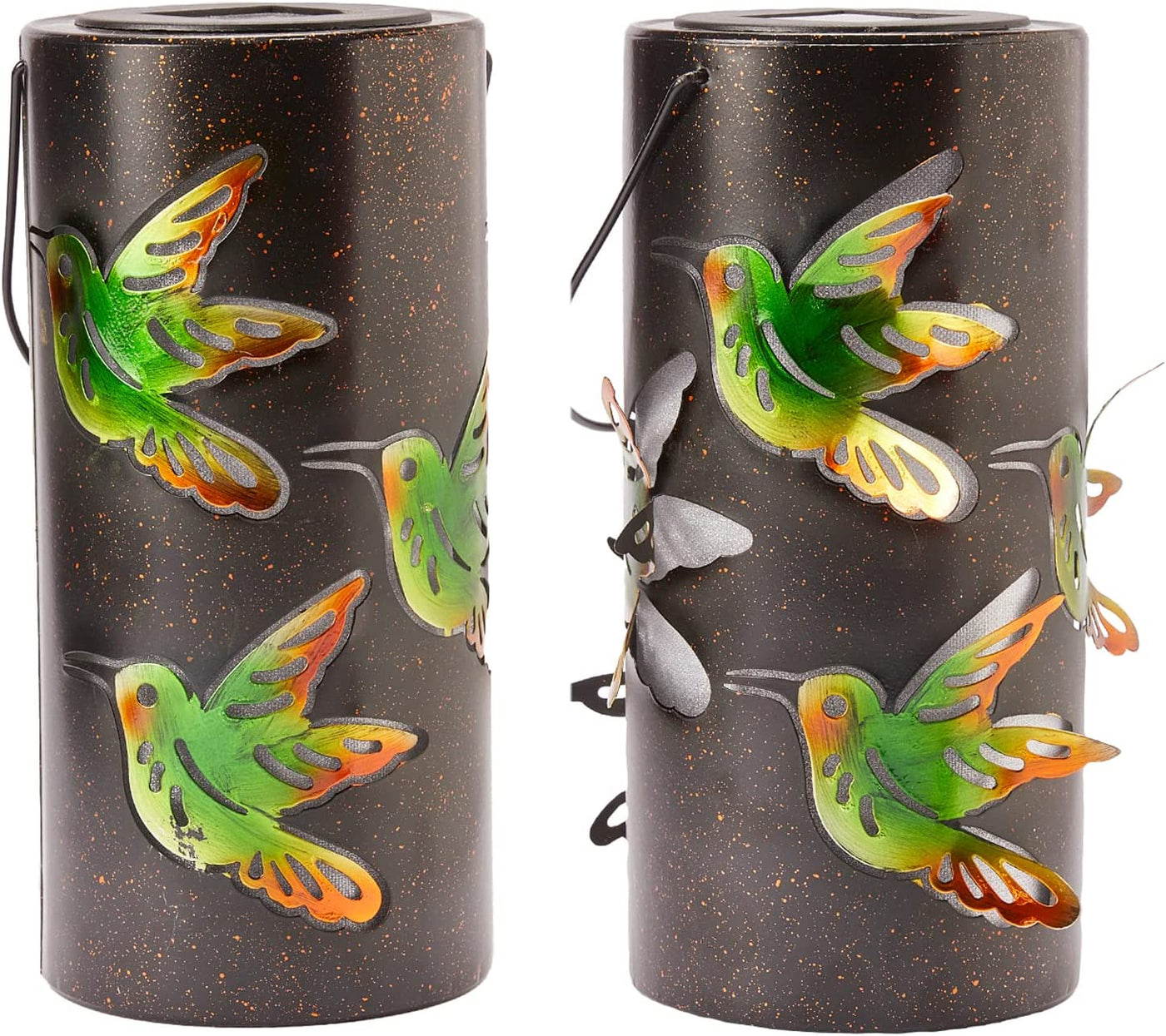 3D Solar Hummingbird Lantern, 2 Pack Solar Hanging Lantern Light for Patios 