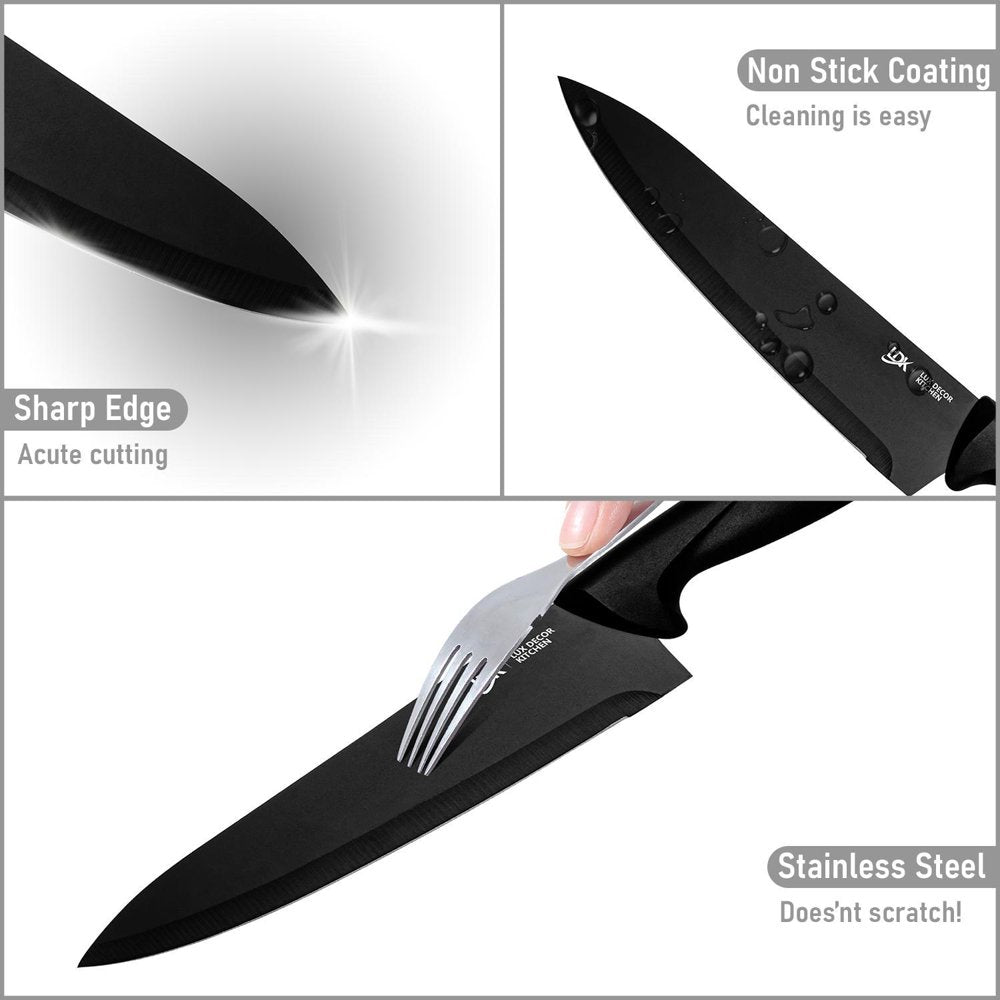  7 Piece Kitchen Knife Set - Steak Knives, Cheese Knife, Pizza Knife, Bread Knife, Carving Knife - Stainless Kitchen Knives