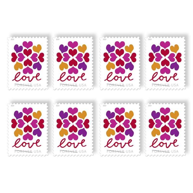 USPS HEARTS BLOSSOM LOVE (2019) Forever Stamps - Book of 20 Postage Stamps