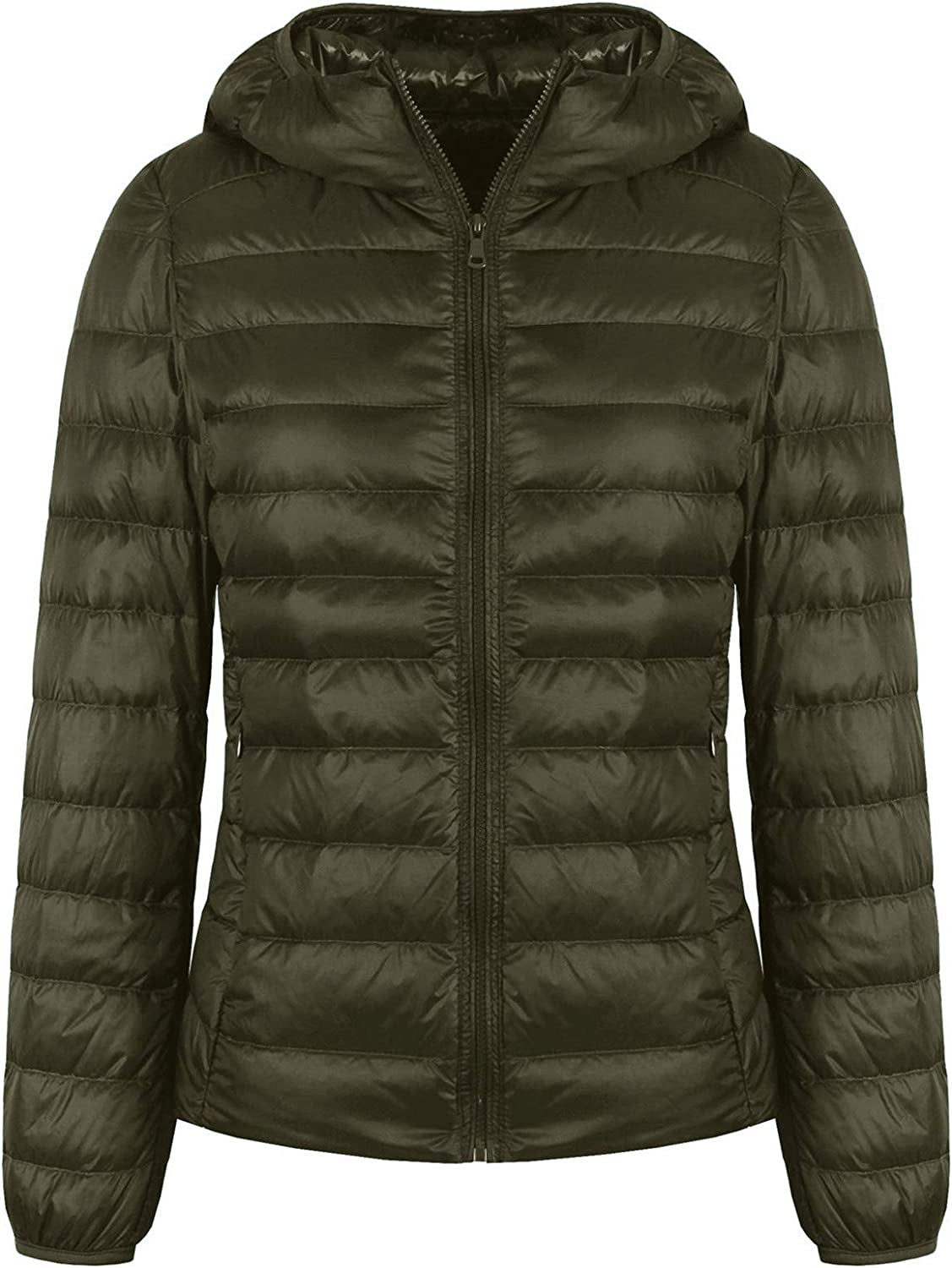  Light Weight Packable Down Coat with Hood and 2 Pockets