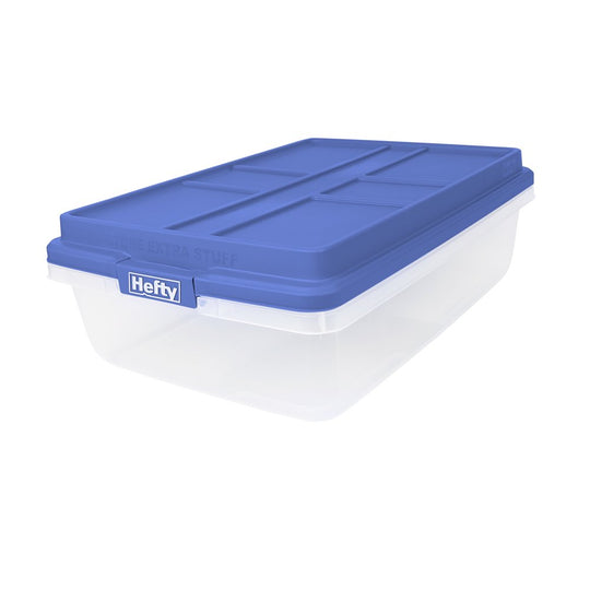 Hefty 40 Qt. Clear Storage Bin with Blue HI-RISE Lid