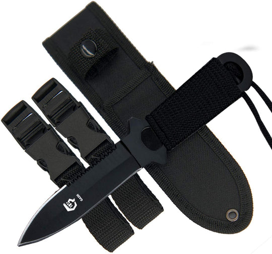  Scuba Diving Knife with Leg Straps & Sheath, Razor Sharp - Lightweight Diving Equipment for Spearfishing, Snorkeling, Hunting, Rescue & Water Sports