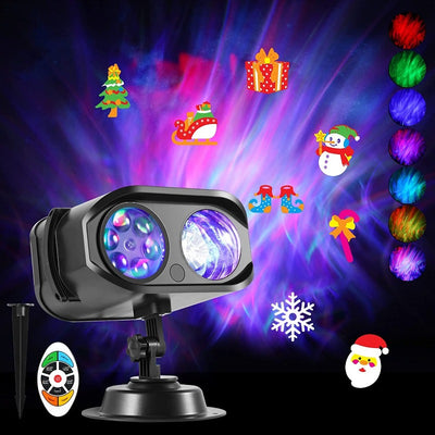6-in-1 Aurora Moving Patterns LED Light Projector, Waterproof Light with Remote Control Timer Holiday Party