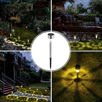 10 Pack Stainless Steel Outdoor Solar Lights for Walkway- Waterproof, LED Landscape Lighting Solar Powered Lights Solar Garden Lights for Pathway Patio Yard