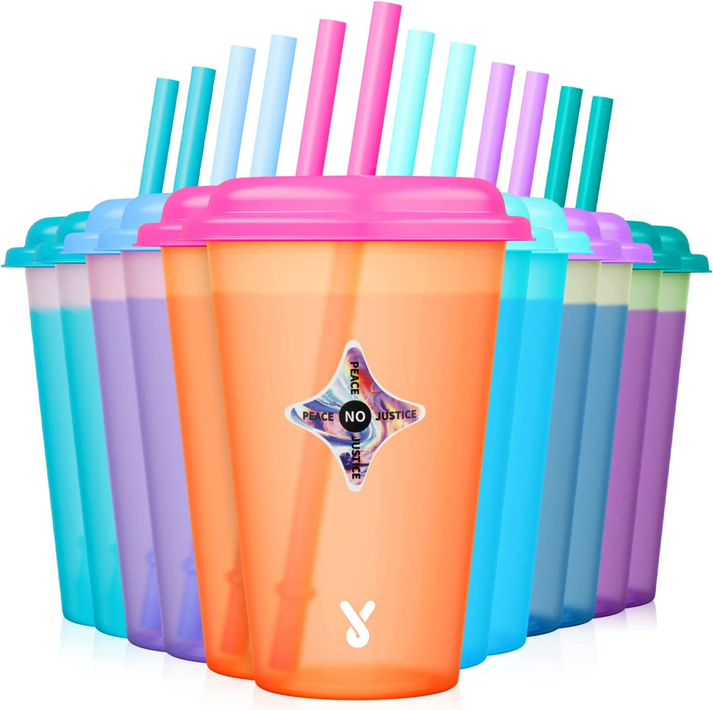 Color Changing Cups with Lids and Straws for Kids 6Pack