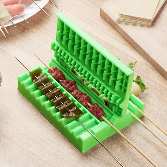  Barbecue Meat Skewer Machine Quick Portable Meat Skewer Box Easy Skewer Tools Creative Meat Kebab Maker Outdoor BBQ Gadget Kitchen Accessories