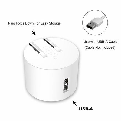  2.4A USB Wall Charger with Foldable Plug-White, for Iphone, Ipad and Android Smartphones
